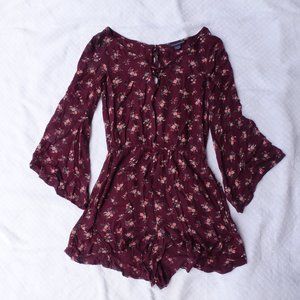 Burgundy Floral Romper
